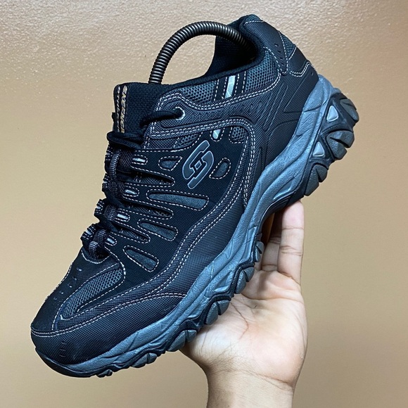 Skechers After Burn Memory Fit Black / Charcoal Size 10 Extra Wide - Picture 10 of 17